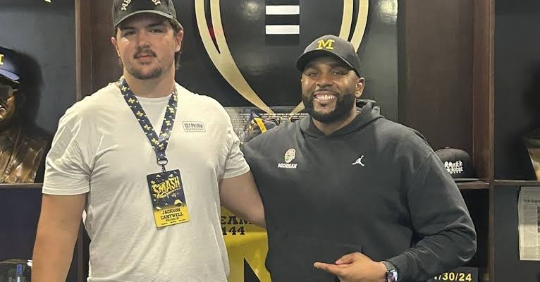NATION’S NO. 1 PROSPECT, FIVE-STAR OL JACKSON CANTWELL, COMMITS TO MICHIGAN AFTER GAME-CHANGING VISIT TO…..