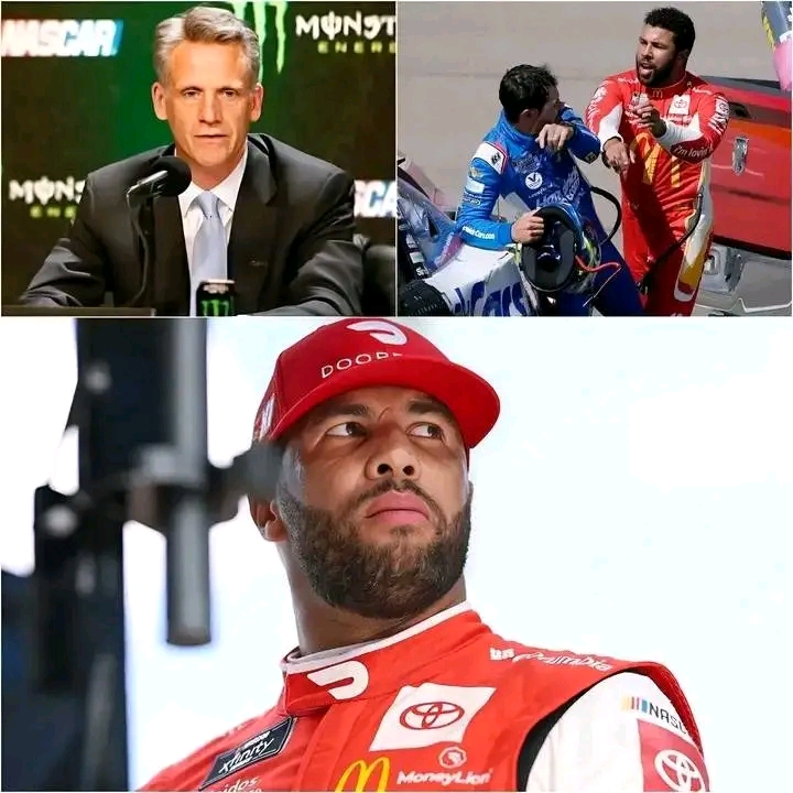 NASCAR just delivered a devastating blow to the racing community by suspending Bubba Wallace following a wild “fight” in the NOCO 400! In Lap 94 of the South Point 400, Wallace not only recklessly shoved Kyle Larson to the finish line but also slammed Larson, shocking the entire speed community.