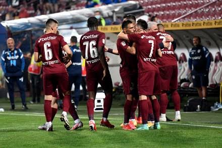 Players Cfr Cluj Celebrate During Match Editorial Stock Photo …